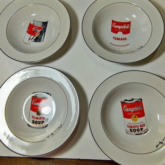 Tomato Soup Bowls Art Can Block Series of 4, signed by Pop Artist Andy Warhol. - Picture 8 of 9